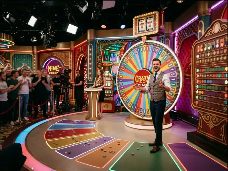 crazy time játék interfész: élő közvetítés, Top Slot szorzók, tétrakási zóna és eredménytörténet